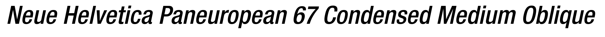Neue Helvetica Paneuropean 67 Condensed Medium Oblique image